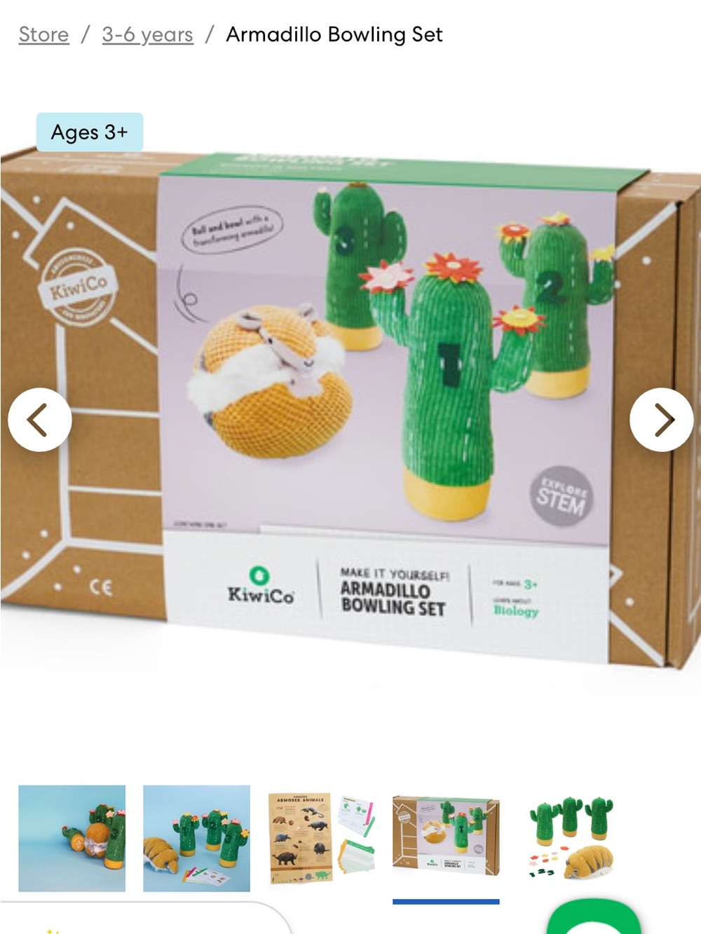 KiwiCo Make It Yourself! Armadillo Bowling Set - Green & Yellow